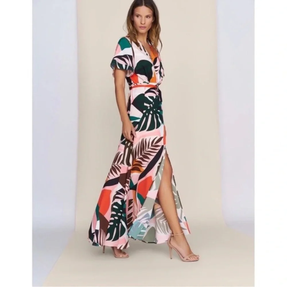 Hutch Kiera Wrap Dress Maxi Tropical Print - Picture 3 of 9